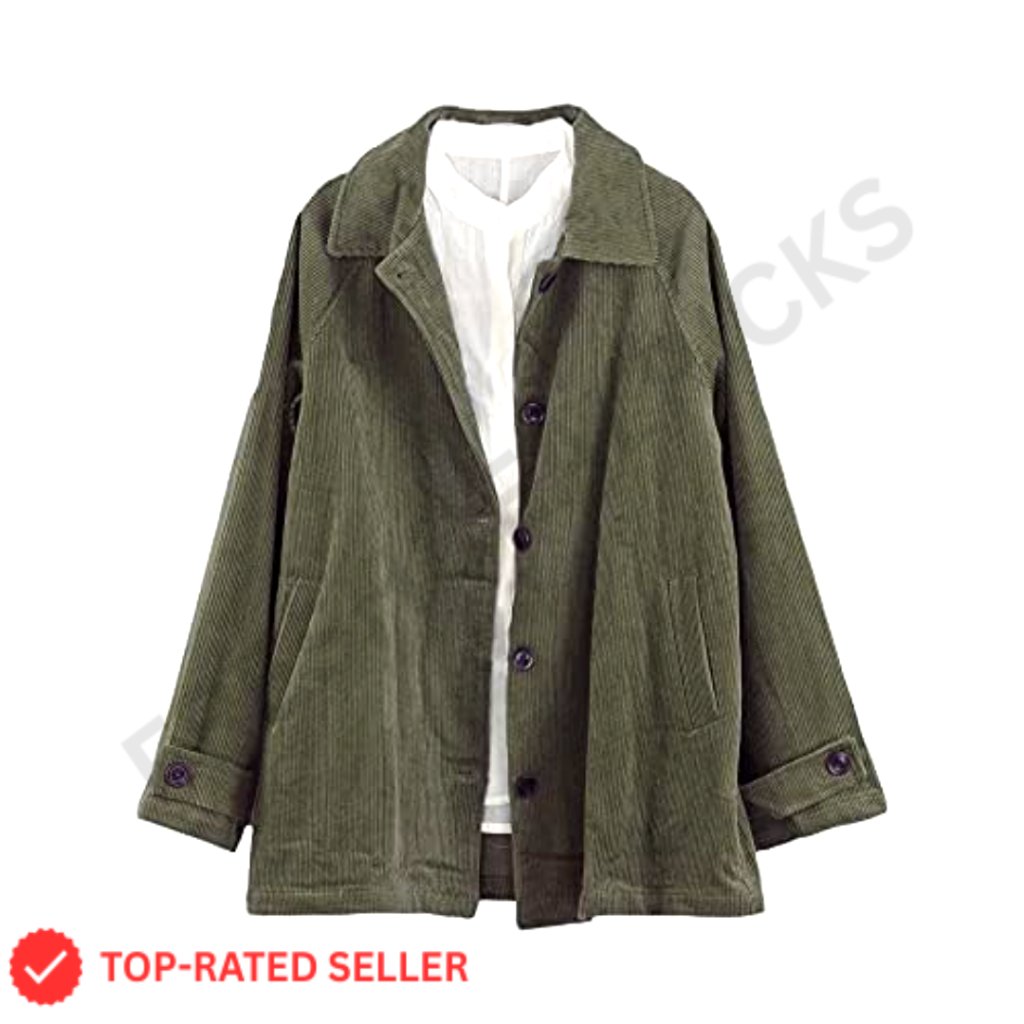Corduroy Oversized Jacket Button Down Long Sleeve Casual Chic Cottagecore Dark